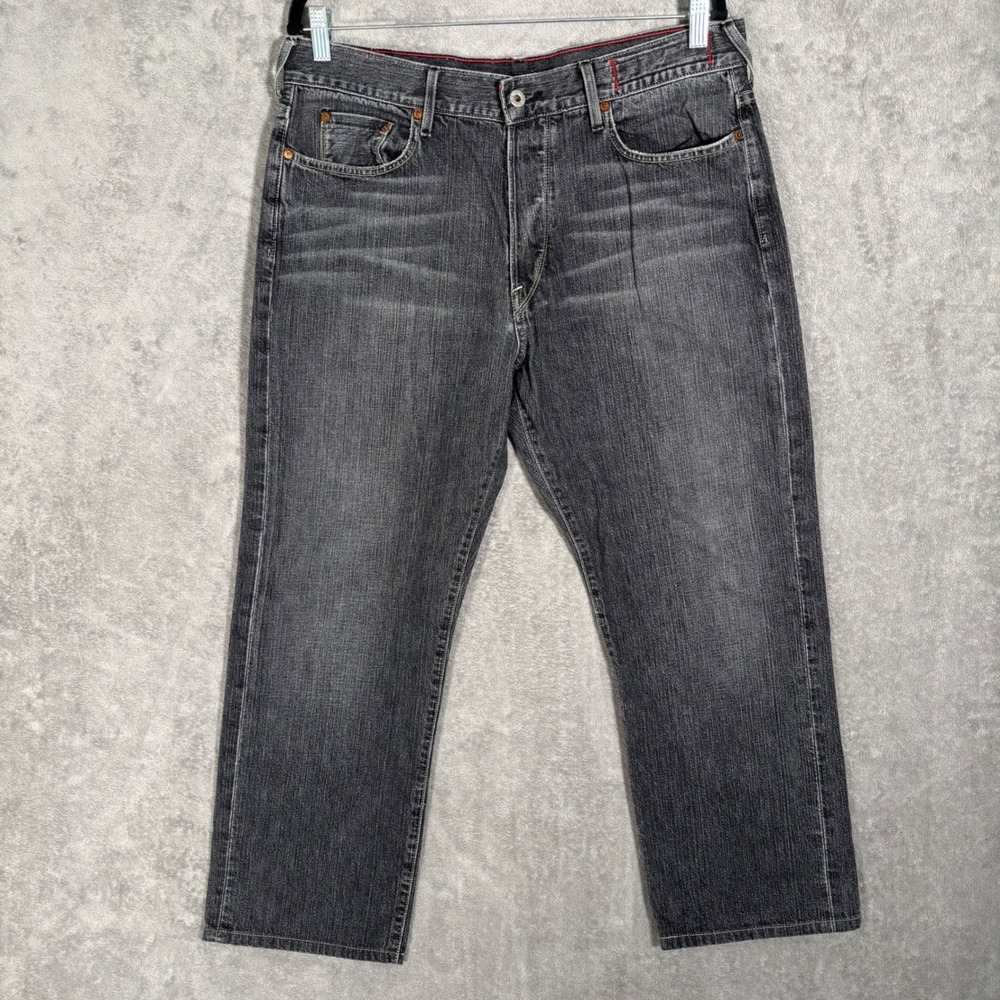 Vintage Guess Jeans USA Mens Black Wash Straight Leg Button Fly Denim Fit 34x27